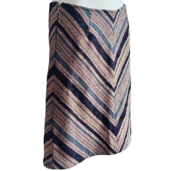 Vintage Purple Blue Tan Striped Tweed Skirt Suit Japanese 90s 6 Cynsia Command - Picture 11 of 16